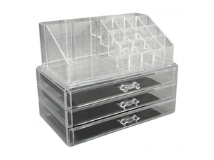 Ensemble de tiroirs de rangement empilables pour maquillage, présentoir pour cosmétiques, boîte de rangement transparente pour bijoux avec plateau pi