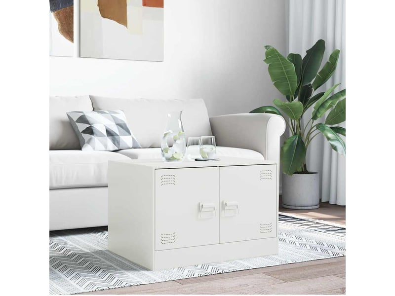  Table basse | table d'appoint salon blanc 67x50x44 cm acier  - Conforama C
