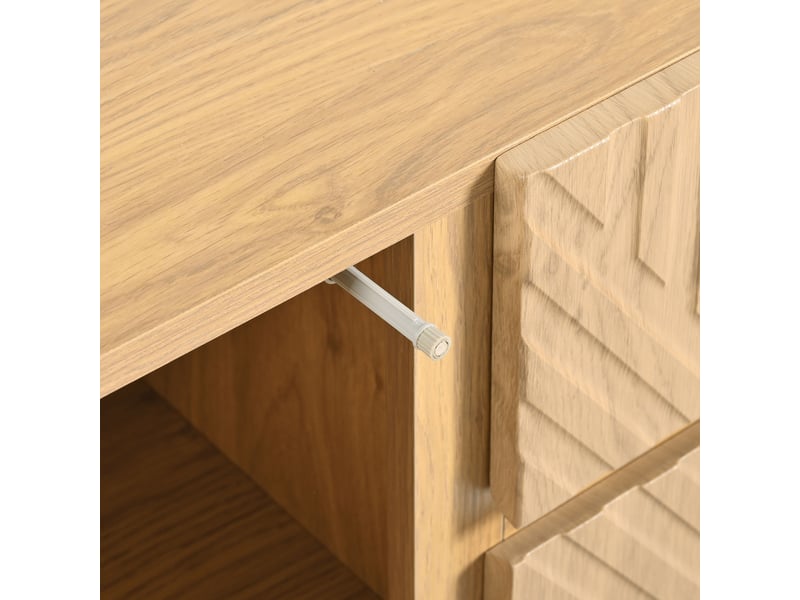 Buffet moderne 75x140x40cm - design linéaire - 2 portes & 3 tiroirs - étagères réglables 3 niveaux - couleur naturelle naturel - Conforama W