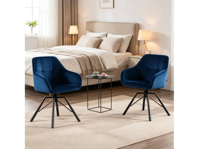  Chaise de salle à manger pivotante 57x50x82 57x50x82,5cm, accoudoirs acier bleu lot de 2  - Conforama D