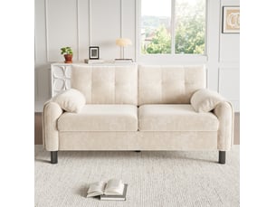 Canapé droit fixe ELVMI 2 places Tissu beige