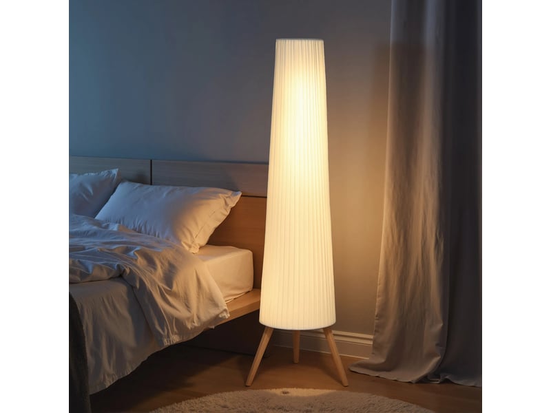  Lampadaire trépied blanc à luminosité réglable, 3 niveaux d'éclairage pour salon et chambre  - Conforama D