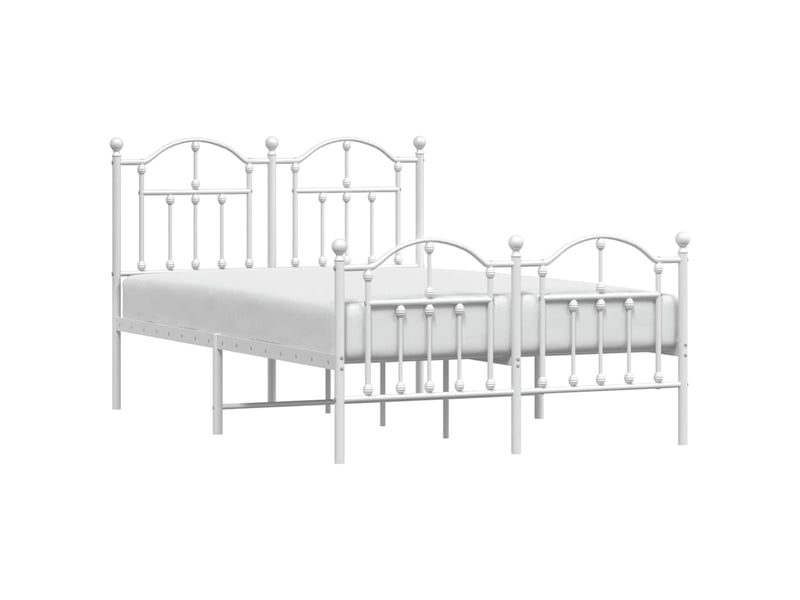  Lit double- lit adulte -  cadre de lit métal sans matelas et pied de lit blanc 120x200 cm  - Conforama C