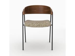 Lot de 2 chaises en tissu léopard vert kaki et bois de noyer-esmée