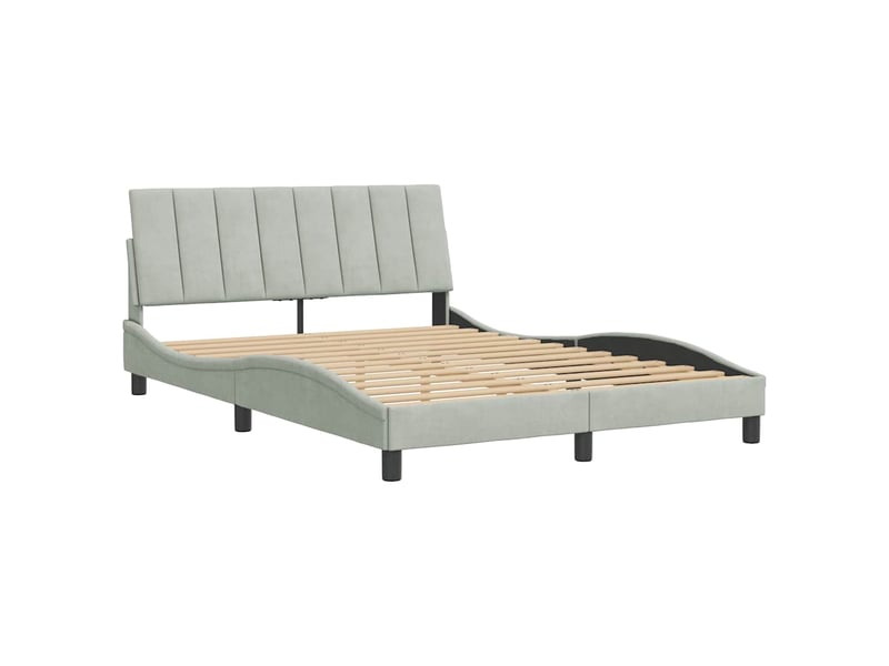  Lit double- lit adulte -  cadre de lit sans matelas hanko gris clair 120x200 cm velours  - Conforama B