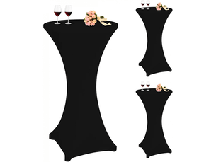 Housse de coussin - nappe cocktail carrée extensible en spandex, 60 x 110 cm, nappe cocktail ronde noire, convient aux bars, mariages, cocktails, tables de banquet noir