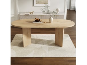 Table à manger 160 x 80 cm pour 6 à 8 personnes, plateau mdf 18 mm, chêne