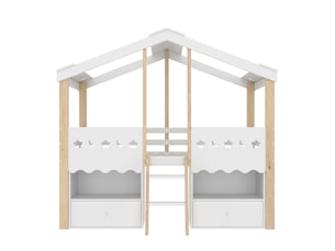 Lit cabane 90x200 cm OKWISH   coloris bicolore