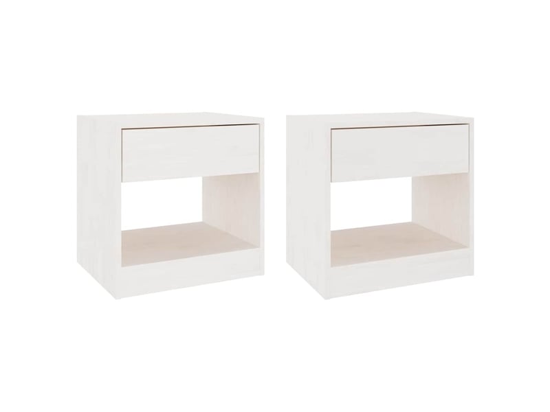  Lot de 2 tables de chevet - cabinet de chevet - table de nuit blanc 40x31x40 cm bois de pin massif  - Conforama A