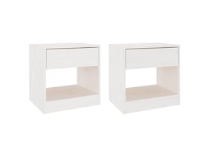 Lot de 2 tables de chevet - cabinet de chevet - table de nuit blanc 40x31x40 cm bois de pin massif