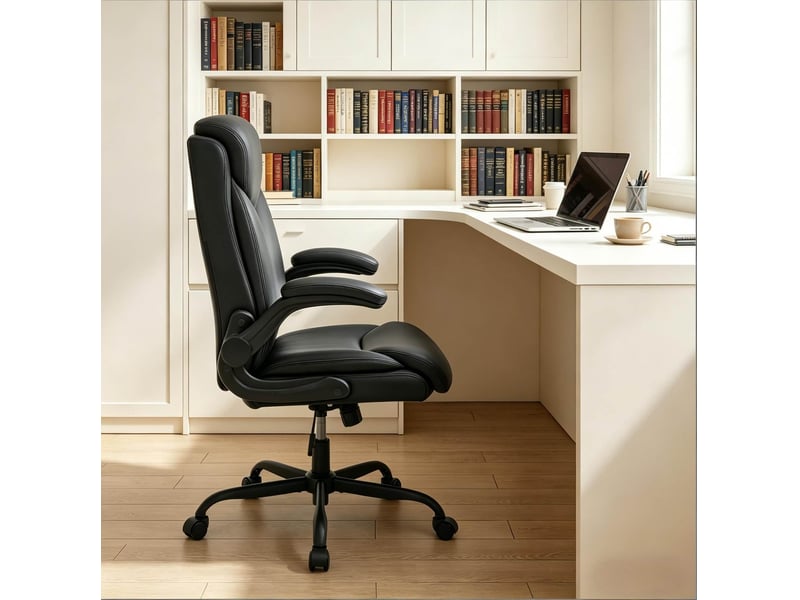  Fauteuil de bureau 47x50x113 cm ergonomique pivotant métal polyuréthane (pu) noir  - Conforama C