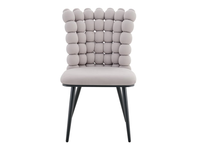 Lot de 2 chaises 54x48x88 cm salle à manger, dossier à motif perlé, design luxe en velours gris clair, pieds métal noir  - Conforama A