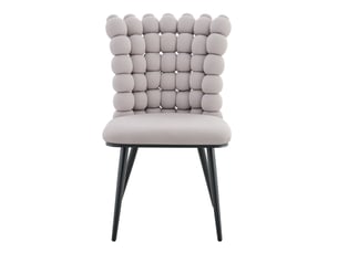 Lot de 2 chaises 54x48x88 cm salle à manger, dossier à motif perlé, design luxe en velours gris clair, pieds métal noir