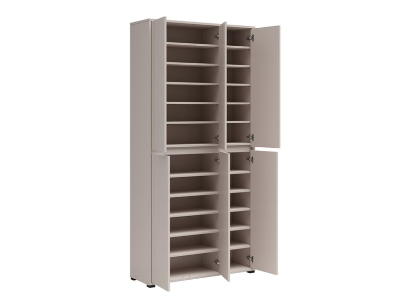  Armoire meuble à chaussures 6 portes coloris cachemire - longueur 103 x profondeur 34 x hauteur 210 cm  - Conforama C