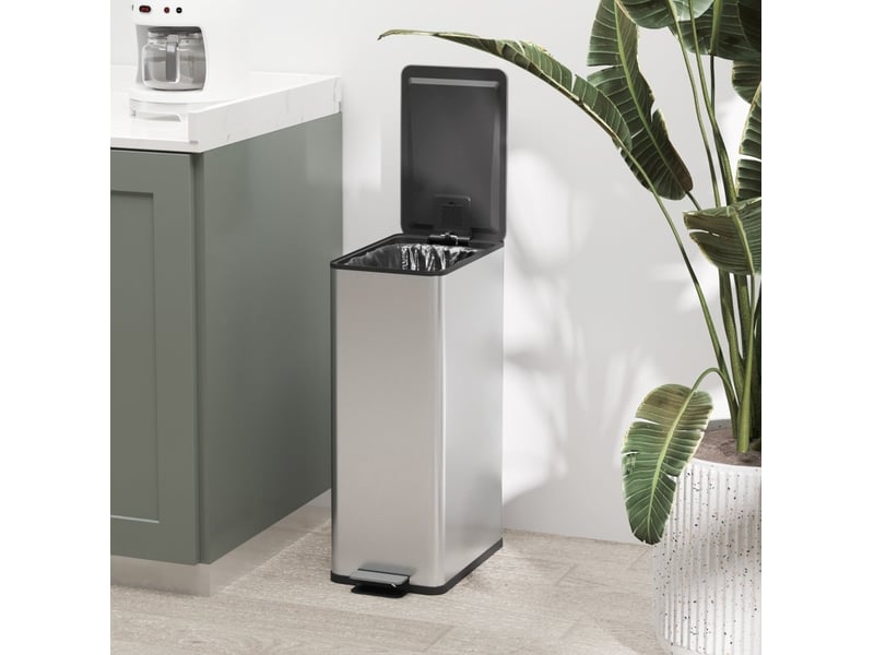  Poubelle à pédale 20 l 21,5 x 37,2 x 57 cm inox argent  - Conforama D