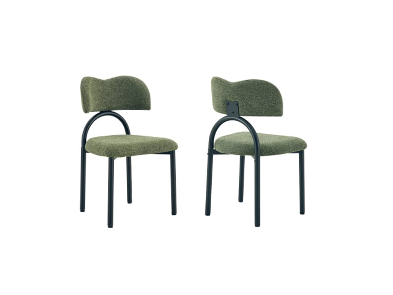  2 chaises de salle à manger modernes, assise et dossier rembourrés, cadre métallique noir - sans table  - Conforama A