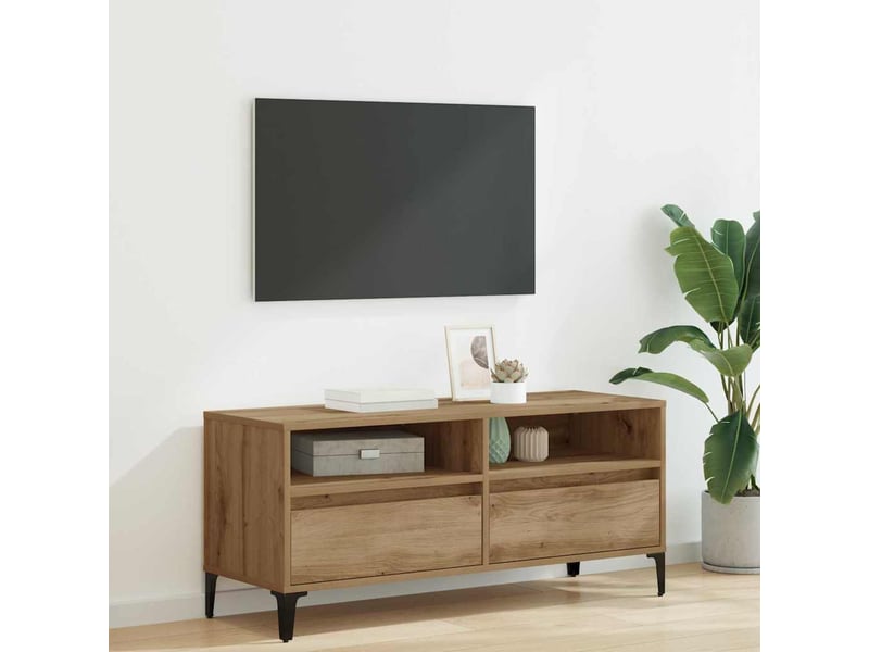  Meuble tv - banc tv - meuble de rangement 100 x 34,5 x 44,5 cm chêne artisanal  - Conforama B