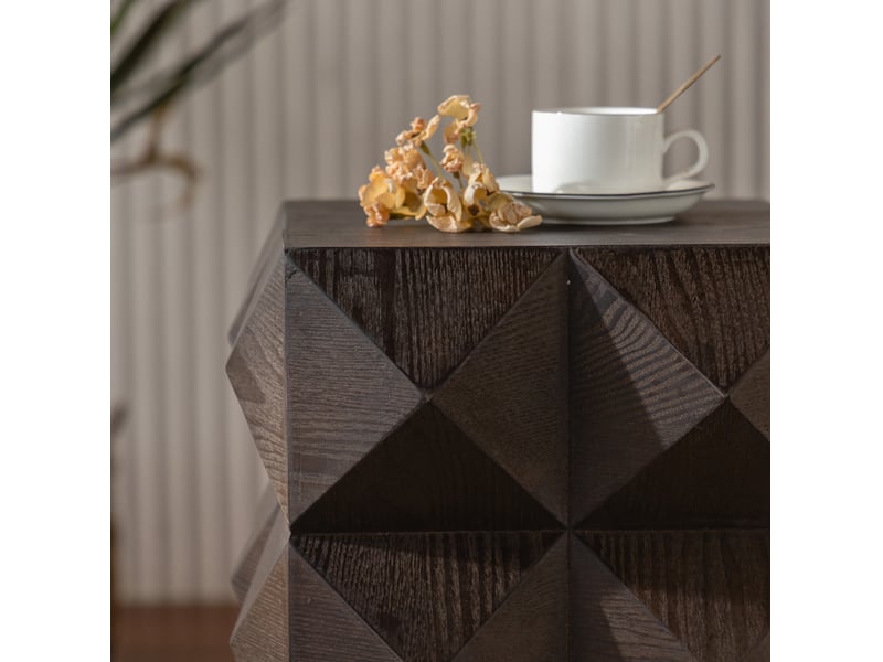  Table de chevet vintage en mdf et bois massif, avec relief 3d, style rétro, sans montage, pour chambre, 60 cm  - Conforama E