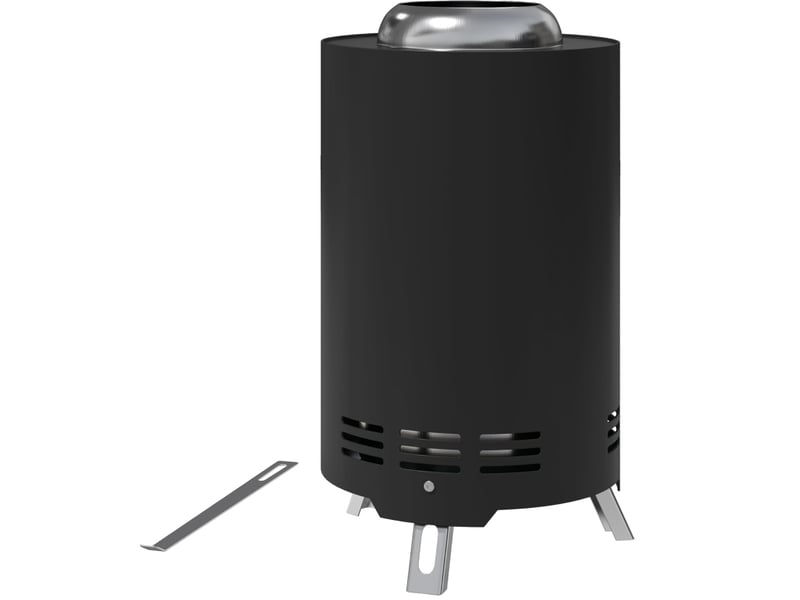  Brasero sans fumée en acier inoxydable 16 x 16 x 25 cm – noir – avec tisonnier pour jardin et camping  - Conforama A