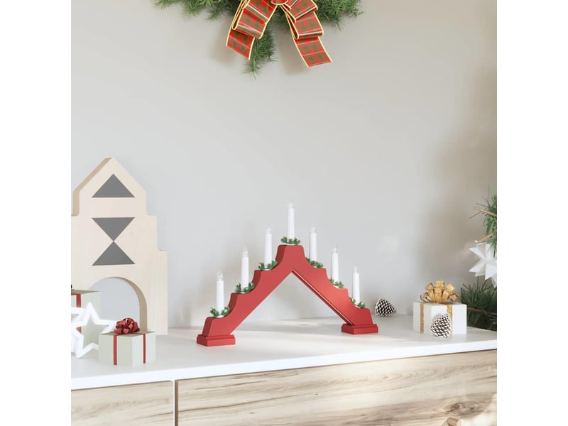 Pont de bougie de noël rouge 39.5 x 5 x 29 cm pin massif cf62262 - Conforama C
