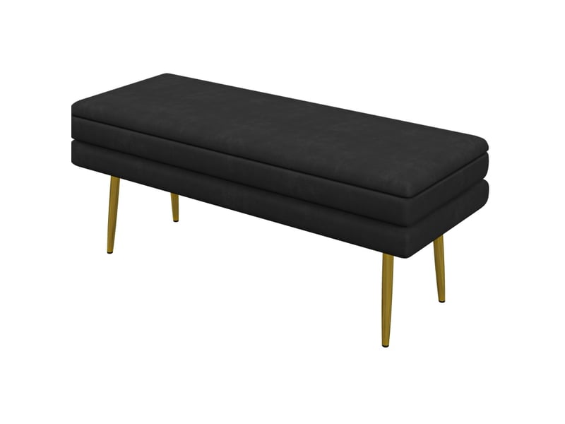  Banquette de rangement 100x37,5x42 cm aspect velours noir  - Conforama A