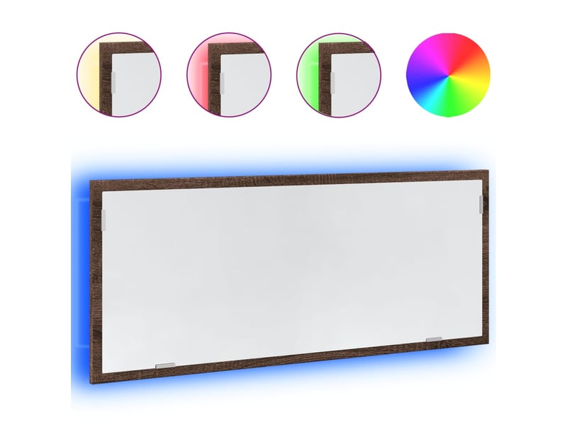  Miroir de salle de bain, miroir de toilette à led chêne marron bois d'ingénierie cf62518  - Conforama A