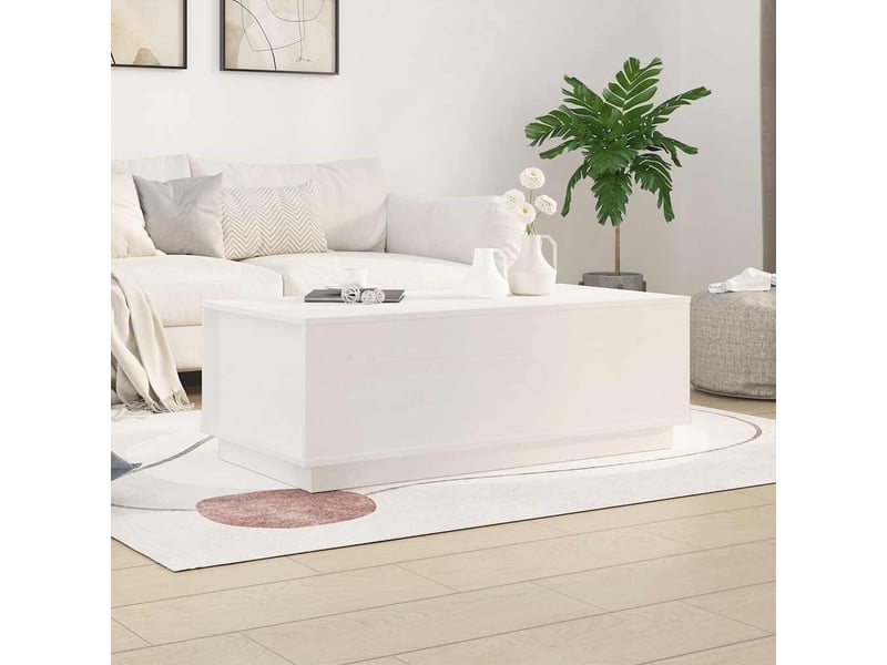  Table basse rectangulaire | table de salon blanc 100x50x35 cm bois massif de pin shl6467  - Conforama B