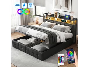 Lit coffre 160x200 cm BURSDANY coloris noir