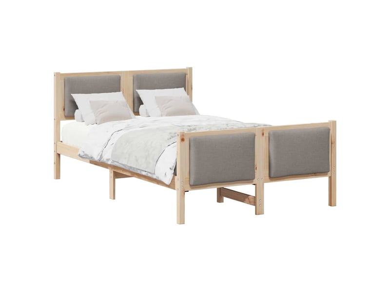 Lit double- lit adulte - cadre de lit avec tête de lit taupe 120 x 190 cm tissu - Conforama B