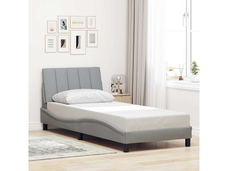  Lit simple- lit adulte -  cadre de lit sans matelas hanko gris clair 80x200 cm tissu  - Conforama C