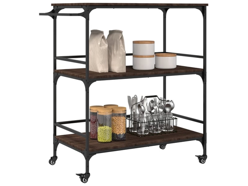  Chariot cuisine chêne marron 100,5x50x105 cm bois d'ingénierie  - Conforama E