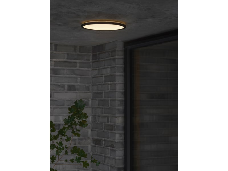  Plafonnier oja 29 outdoor round matière plastique noir , h. 2,5 - ip54 - ledmodule nordlux extérieur 2618256103 - Conforama B