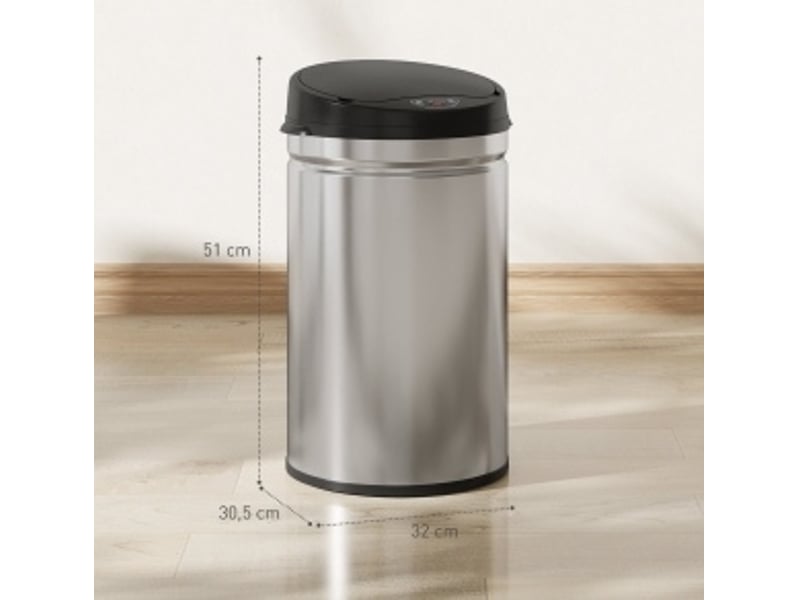  Poubelle à capteur 30 l en acier inoxydable argenté avec fermeture silencieuse  - Conforama B