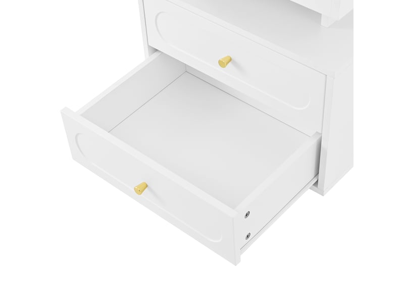  Table de chevet led blanche avec 2 tiroirs et niche ouverte, 50 x 40 x 60 cm  - Conforama R