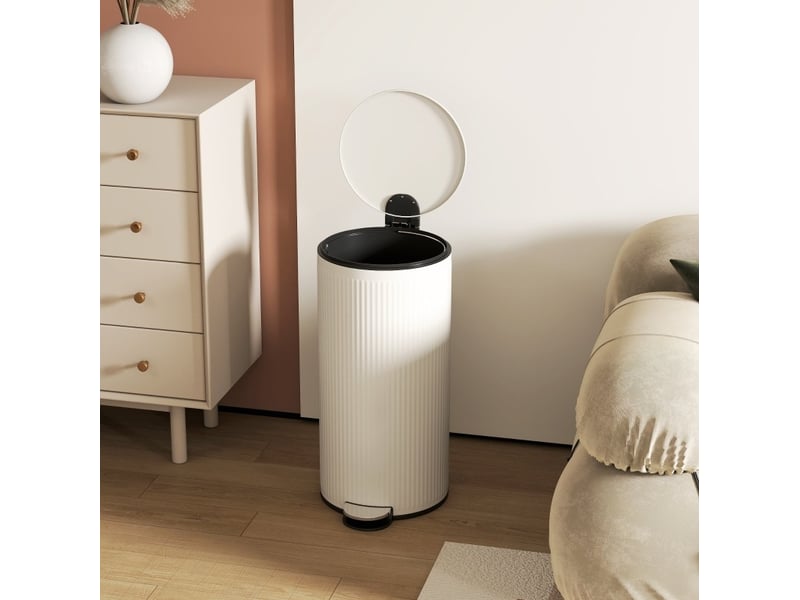Poubelle à pédale 30 l 36 x 30 x 60,5 cm cuisine blanc crème - Conforama D