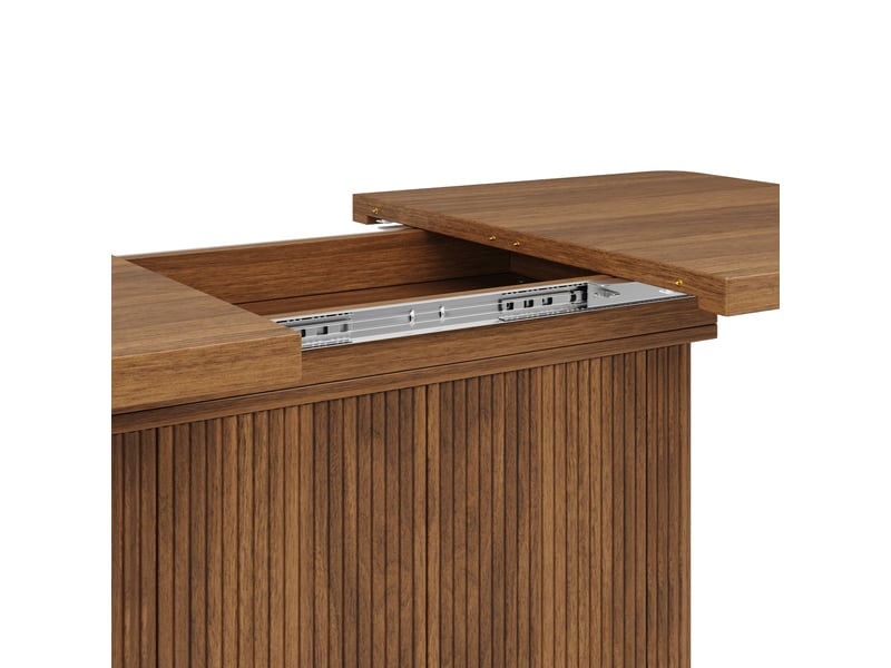 Table à manger extensible 140-180x80x76,5 cm avec rangement, décor bois foncé - Conforama R