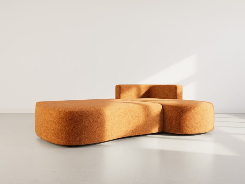 Mahina - canapé d'angle droit 4 places convertible avec coffre en tissu texturé - lisa design - terracotta MAHINA - Conforama D