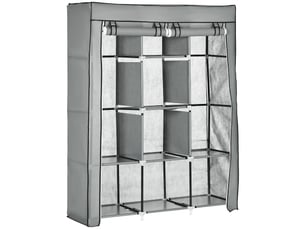 Armoire pliable en tissu, armoire portable avec 8 étagères et 2 tringles pour la chambre, 125 x 43 x 162,5 cm, grise