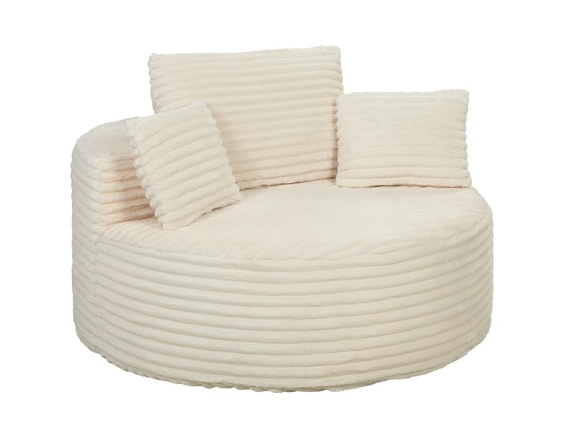  Fauteuil rond 130x130x82 cm sans cadre en mousse crème  - Conforama A