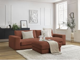 Canapé droit fixe BOBOCHIC LEONARD 4 places Velours orange