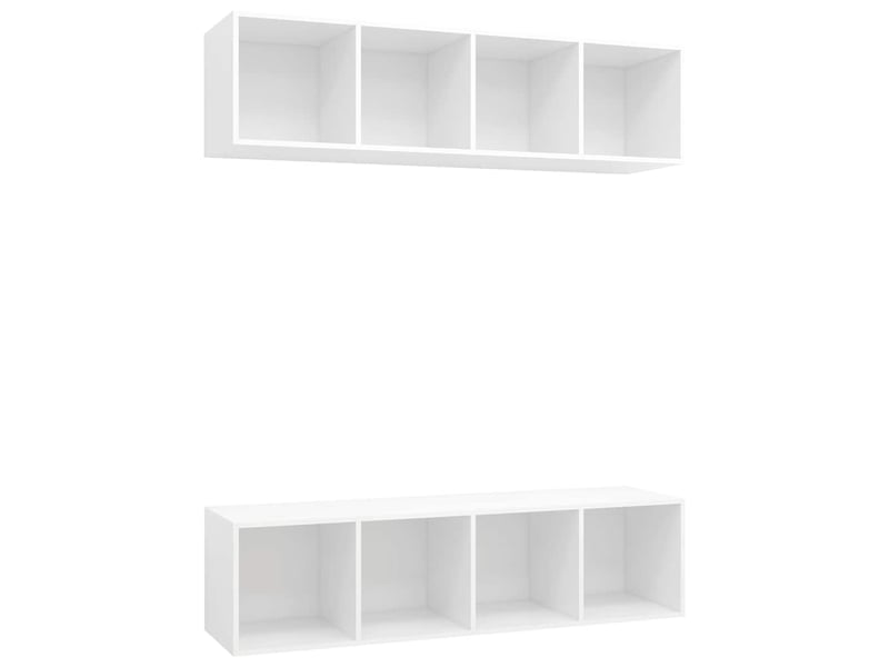  Lot de 2 meuble tv mural, meuble tv suspendu blanc bois d'ingénierie shl85557  - Conforama A