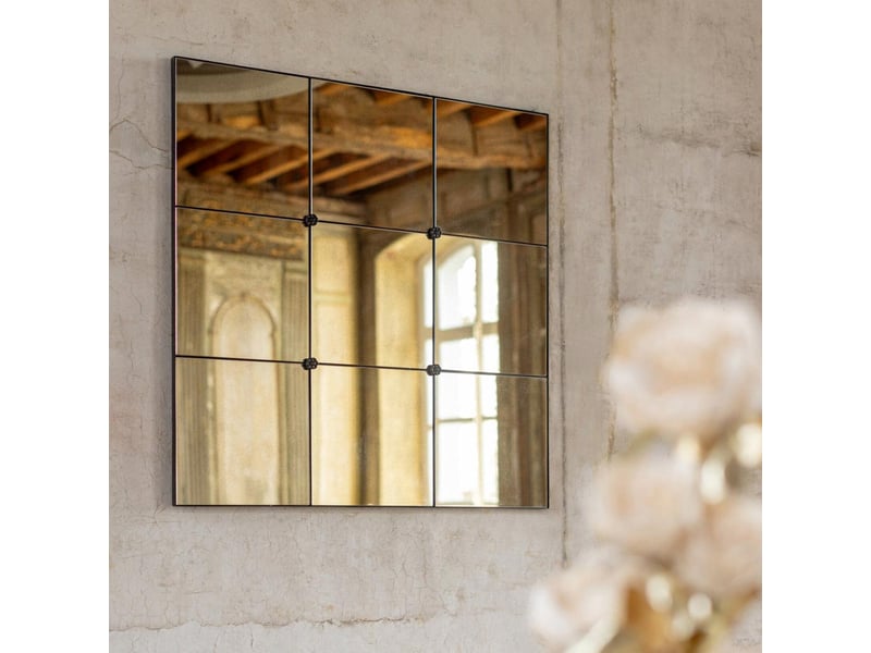  Miroir mural carré antique orson 90cm noir  - Conforama E