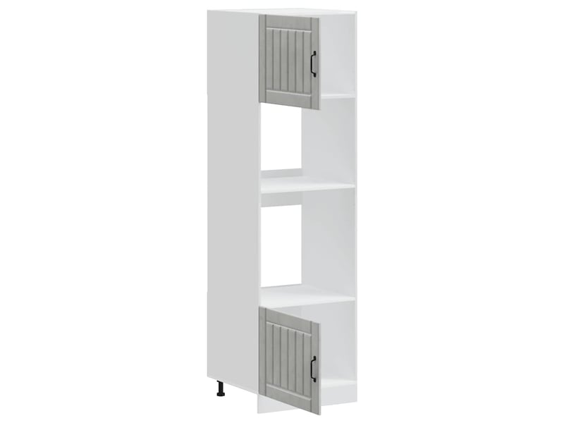  Lot de 2 armoires à four classiques 60 x 57 x 207 cm avec pieds réglables design peu encombrant en bois d'ingénierie gris béton 02_0055710  - Conforama C