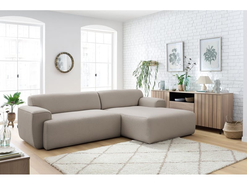 Bobochic canapé d'angle fixe marais taupe angle droit MARAIS - Conforama D