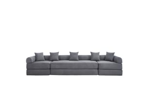 Canapé d'angle réversible convertible OKWISH 4 places Velours côtelé Gris foncé