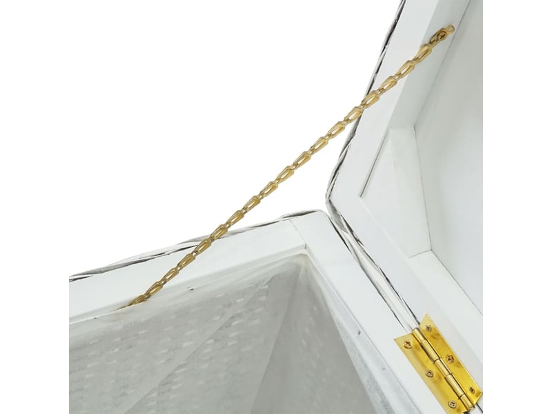  Boîte de rangement, coffre de rangement blanc 110 cm rotin kubu naturel et acajou  - Conforama E