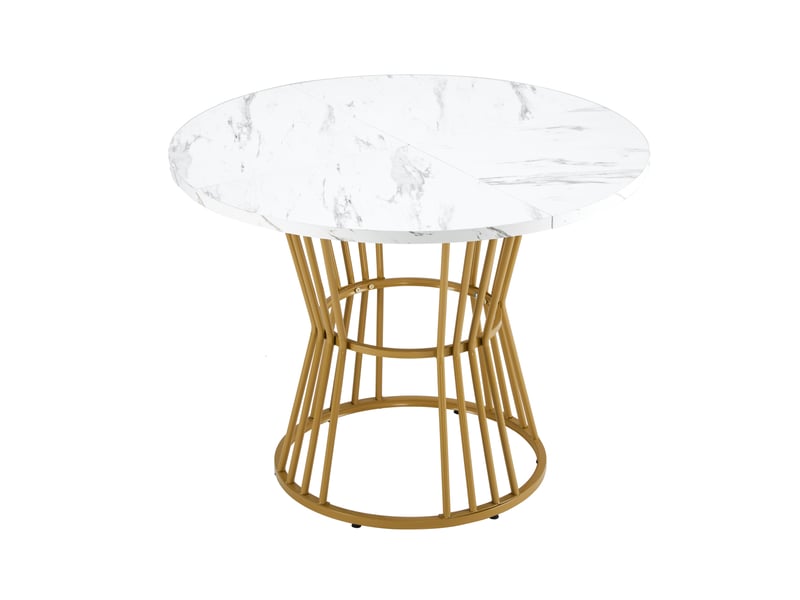  Table de salle à manger ronde pour cuisine en mdf et métal 100×100×75 cm blanc à motif marbre  - Conforama C