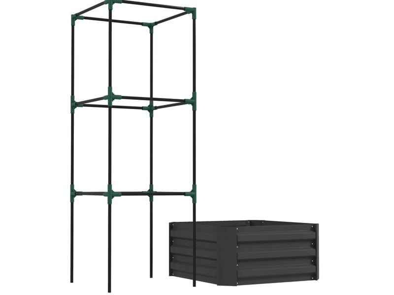  Jardinière enfente 61x61x140 cm – gris foncé – treillis réglable, fond ouvert, acier galvanisé robuste  - Conforama A