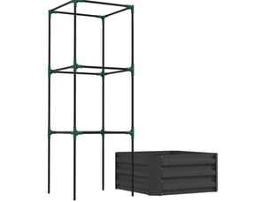 Jardinière enfente 61x61x140 cm – gris foncé – treillis réglable, fond ouvert, acier galvanisé robuste