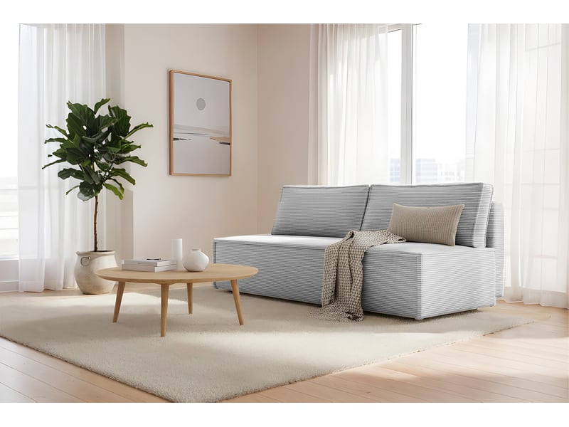 Canapé luna avec fonction couchage, couleur gris clair - Conforama B